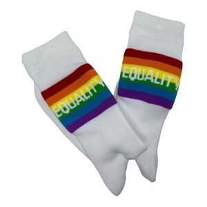 Shop Sock Talk Mens Rainbow Pride “EQUALITY” Festival Crew Socks Shoe Size 7-12